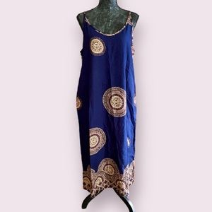 Bold Print Sundress in Navy with Pockets